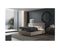 Letto contenitore singolo Puccini, Made in Italy, Struttura in tessuto imbottito, Adatto a