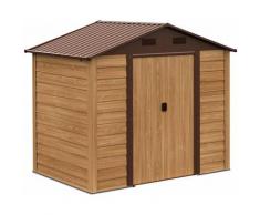 Outsunny - Casetta da Giardino Porta Attrezzi con Porte Scorrevoli e Pareti Effetto Legno,