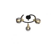 Qazqa - Lampada da soffitto vidro - Art déco - Vetro,Acciaio - Oro/Ottone/Nero - Tondo Max. 3 x