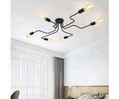 Lampadario moderno nero lampada a sospensione 6 E27 per soggiorno camera da letto cucina (senza