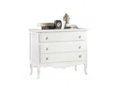 Comò 3 Cassetti Bianco 107x52x89 Per Interno Camera Cameretta Moderno Massello