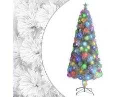 Albero Natale Artificiale LED Bianco 210 cm Fibra Ottica Bianco - Vidaxl