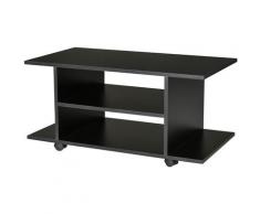 Mobile Tv In Legno Con Ruote Nero 40x40x80 Cm