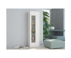 Dmora - Mobile a colonna con anta a vetro, Made in Italy, Credenza con ripiani, Vetrinetta da