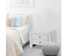 Wembley bianco: comodino in similpelle bianca con 2 cassetti