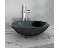 Hommoo Lavandino in Vetro Temperato 42 cm Nero VD04144