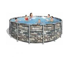 Piscina fuori terra 56886 Power Steel rotonda effetto pietra 549x132cm - Bestway