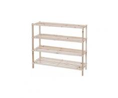 Nova - Scarpiera scaffale in Legno di Abete con 4 ripiani colore Naturale