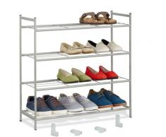 Scarpiera da ingresso, 4 Ripiani Acciaio, 12 Scarpe, Scaffale Portascarpe Impilabile, 70x70x26 cm,
