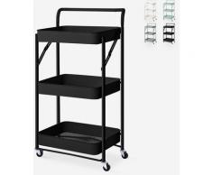 Ahd Amazing Home Design - Carrello cucina pieghevole portavivande 3 ripiani maniglia ruote Pikas