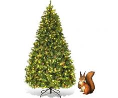 Albero di Natale Automatico Verde Luce Bianca Calda LED PVC/PE Supporto in Metallo 210-240cm con