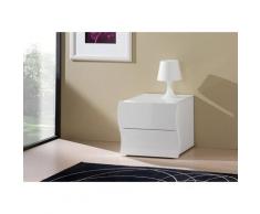 Comodino di design a 2 cassetti sagomati, bianco lucido, linea onda