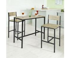 Set da Pranzo 3 pz Tavolo con 2 sgabelli Alto Mobile Bar per casa Vintage vari colori colore :