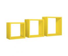 Set 3 mensole da parete muro scaffale cubo moderno Incubo | Colore: Giallo