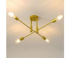 Goeco - Lampade da Soffitto, Lampadario Vintage, Oro 4 Luci Plafoniera Soffitto Moderna, E27
