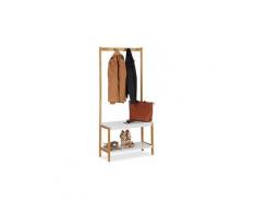 Appendiabiti con Scaffale per Scarpe con 4 Ganci in Bambù e MDF, HxLxP: 150x70,5x30 cm, Legno