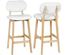 Wyctin - 2 pcs Sgabelli da Bar Sedia Cucina Seggiola Alta con Schienale Poggiapiedi PU Gambe di