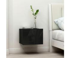 Comodino Sospeso Moderno in Legno con Cassetti Comodino Elegante vari colori colore : Nero Lucido