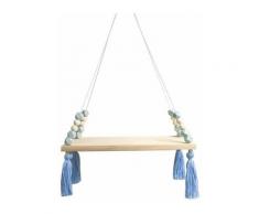 Mensola da parete nordica - con corda galleggiante - decorazioni per la casa, legno massello, blu,