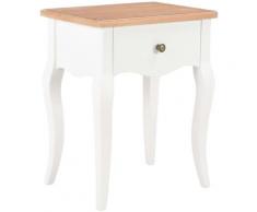Comodino Bianco e Marrone 40x30x50 cm in Legno Massello di Pino