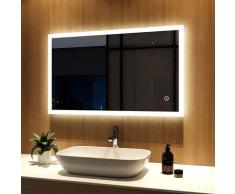 Meykoers - led Specchio da bagno con interruttore tattile, illuminato Specchio bagno IP44 lampada a