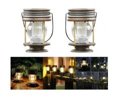 Lanterna da esterno a luce solare, 2 pezzi di lampade a sospensione da giardino retrò, lanterne