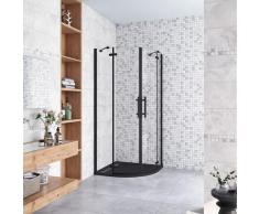 90x90x195 cm Box Doccia Semicircolare Doppia Porta Battente Saloon Vetro 6mm Temperato Trasparente