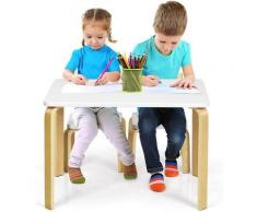 Set Mobili Tavolo e Sedie per Bambini, Set 3 Pezzi con Tavolo attivit¨¤ di Legno, Mobili