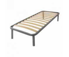 Qualydorm - Rete in Ferro con Piedi e Doghe in Legno cm 90x190 H35 per materasso da Una Piazza