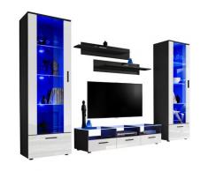 Extreme Furniture - Parete Attrezzata Castle, (LxAxP): 270 x 192 x 45, Carcassa in Nero Opaco,