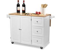 Carrello Cucina Pieghevole, Carrello di Servizio, Credenza Cucina Mobile, Carrello Cucina in Legno,
