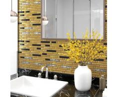 Piastrelle Mosaico 11 pz Nero e Oro 30x30 cm in Vetro