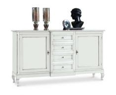 Credenza Classica 2 Porte 4 Cassetti bianco opaco