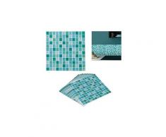 Relaxdays - Set da 10 Piastrelle Autoadesive, per Bagno e Cucina, HxL 23,5x23,5 cm, 3D, Mosaico,