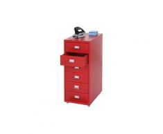 Cassettiera armadietto ufficio Boston T851 con ruote 6 cassetti 69x28x41cm rosso