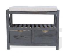 Mobili Rebecca - Rebecca Mobili Panca Panchina Scarpiera 2 cassetti grigio Vintage Retrò 43x65x34
