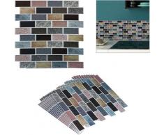 Relaxdays Set da 10 Piastrelle Autoadesive, per Bagno e Cucina, HL31x31cm, 3D, Effetto Pietra,
