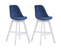 Set 2 Sgabelli Cucina In Velluto E Legno blu bianco