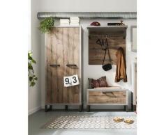 Zenzero Shop - Composizione d'ingresso Industry con Armadio e Panca, Cemento e Rovere invecchiato
