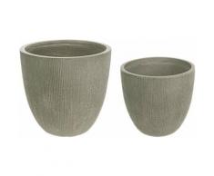 Set di vasi per esterno Brush To da balcone color salvia rotondi -Set di 2 pezzi / Vaso basso /