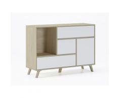 Credenza Sala da pranzo, Mobili Ausiliari Buffet WIND 1 Anta, 3 cassetti, Struttura colore Puccini