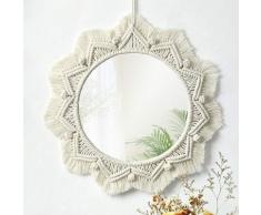 Specchio da parete Boho Specchio Art Decor Macrame Fringe Decorativo Specchi rotondi Ornamento per