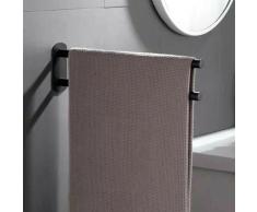 Portasciugamani in acciaio inox senza punzone bagno doppio portasalviette bagno (Doppia asta nera)