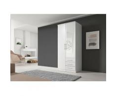 KOLLU - Armadio con specchio camera/ingresso - 210x100x64 cm - 4 ripiani+bastone appendiabiti+3