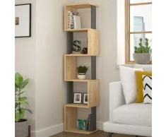 Libreria Design Moderna Scaffale Modulare 5 Ripiani 161x35x30cm Ufficio Oak Grey