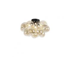 Qazqa - Lampada da soffitto uvas - Design - Vetro,Acciaio - Nero/Oro/Ottone - Sfera Max. 4 x Watt