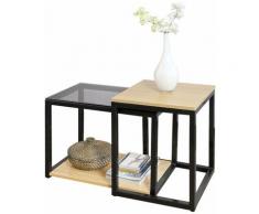 Tavolino Divano Tavolino Soggiorno Tavolino Basso Nero 2 Pezzi FBT35-SCH - Sobuy
