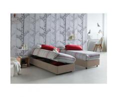 Letto contenitore Singolo Silvia Sommier, Made in Italy, Letto con rivestimento in tessuto,
