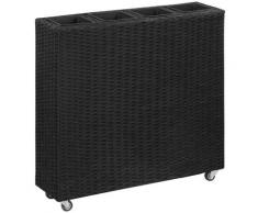 Letto Rialzato con 4 Vasi 80x22x79 cm in Polyrattan Nero vidaXL - Nero