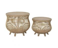 Set 2 Tavolino Rattan Naturale Unico Unico